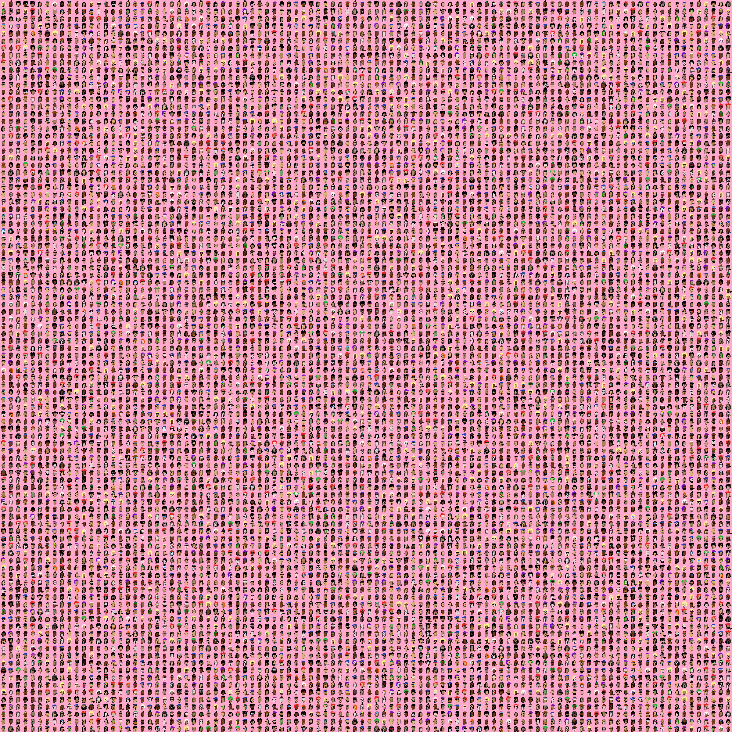 The complete grid of 10,000 FWAIR Punks